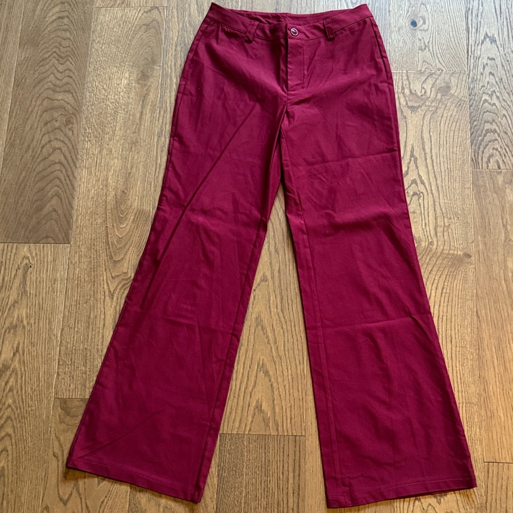 NWT Burgundy Wide-Leg Pants
